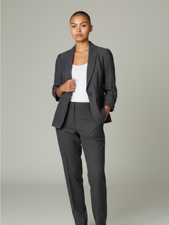 Part Two Jackets & Blazers - Part Two Textured Dark Gray Women's Blazer Jacket 42 Eur / 16 UK